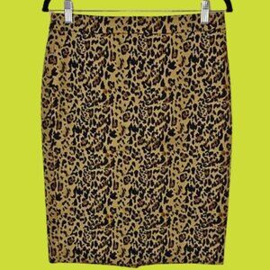 J.Crew No 2 Pencil Skirt Leopard Print Bi-Stretch Cotton - NWOT